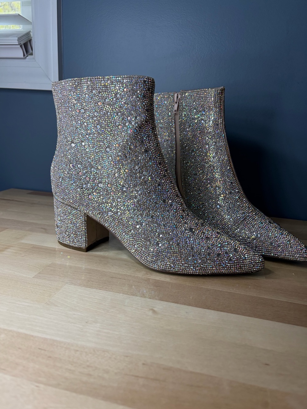 Betsey Johnson Rhinestoned Kyla Booties. Blue bottoms - Picture 2 of 11